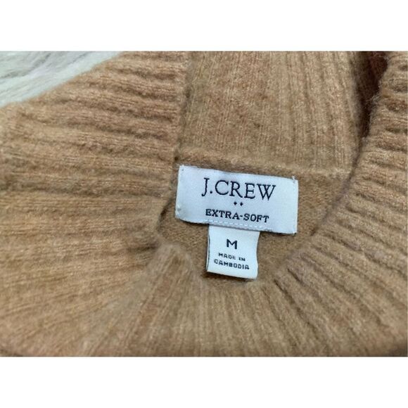 J. Crew Mockneck Sweater-Dress in Extra-Soft Yarn Heather Camel Size Medium - Picture 5 of 10